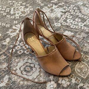 Vince Camuto Tan Open-Toe Heels